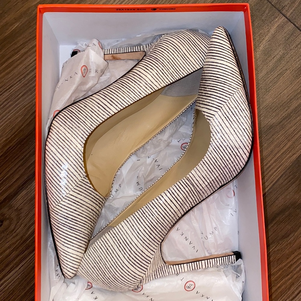 Ivanka Trump White Multi Snake Heels